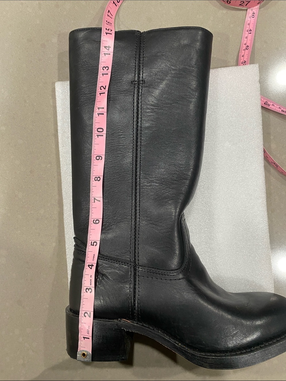 worn once FRYE black campus leather boots womens 8.5 made in USA - Picture 10 of 10
